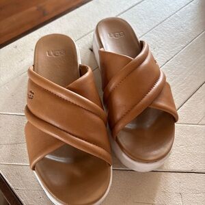 UGG Women's Brown Cross-Band Mules